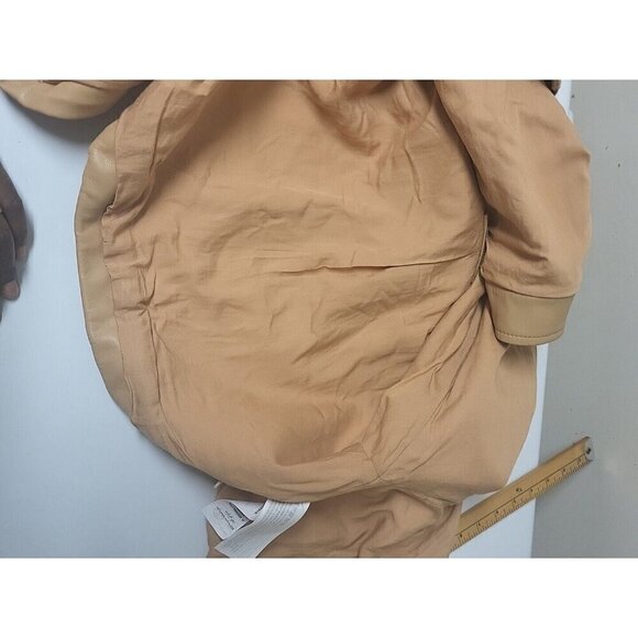 ♤Hostpick♤ Abercrombie Cropped Bomber Jacket Camel Color Size M Vegan Leather - Picture 13 of 16
